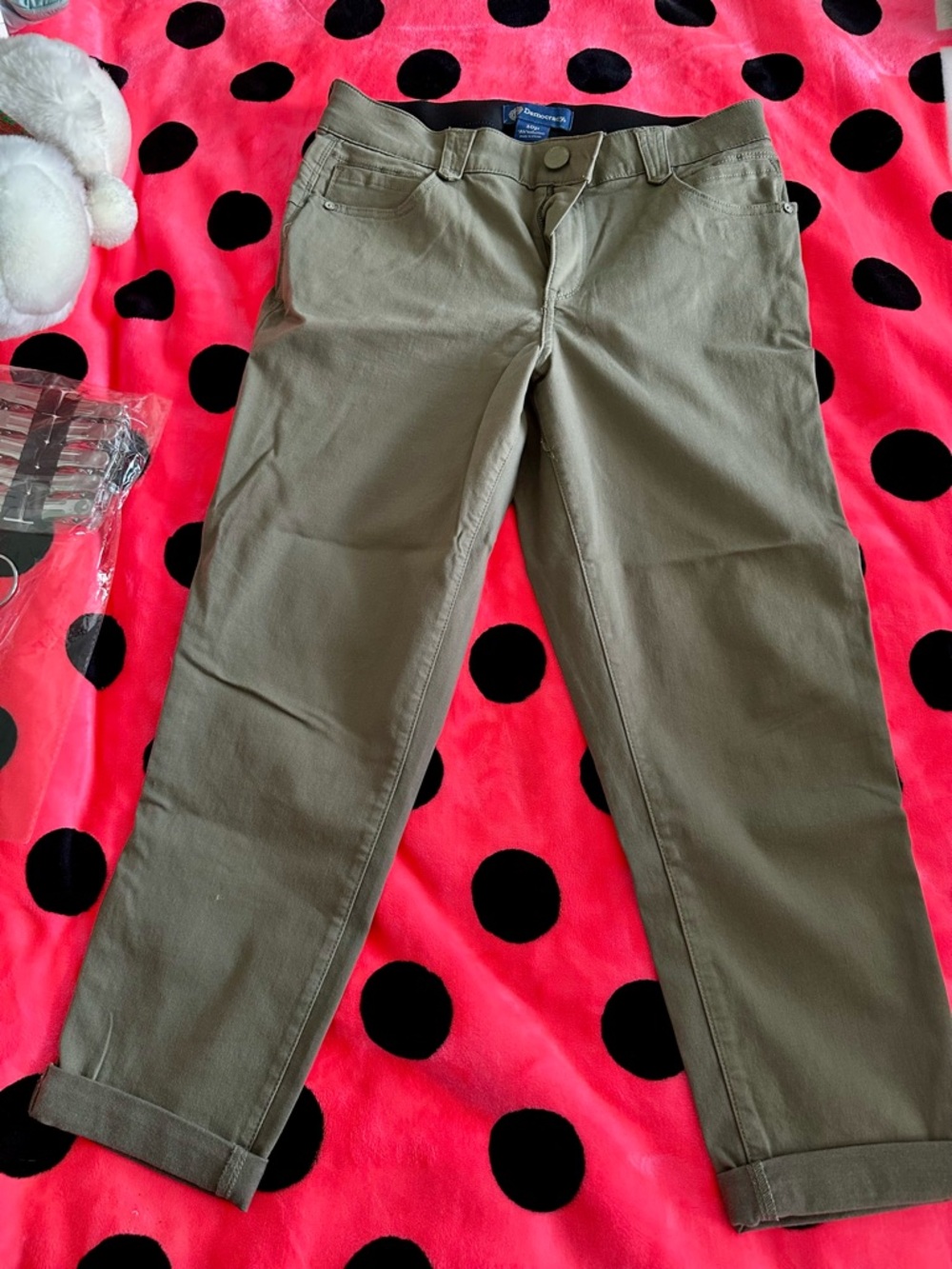 Democracy “Ab”solution 10 Petite Womens Ankle Skimmer Jeans in Olive Green